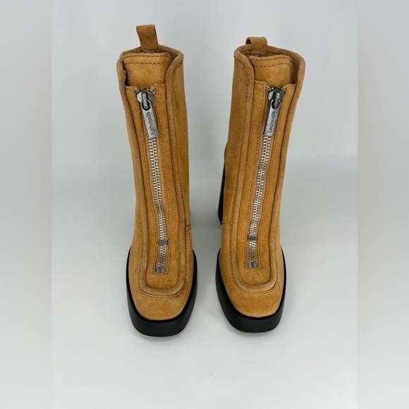 EUC Larroude Nicole Hi Heeled Boots in Toasted Tan Brown Suede, Size 9 - Picture 13 of 16